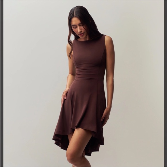 Danielle Guizio sz S Daye Mini Dress Stretch in Chocolate Brown - Picture 2 of 11